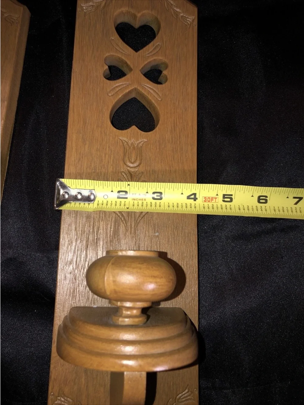 Vintage 1986 Burwood Prod #2766 Wall Sconce Taper Candle Holders Hearts Wood